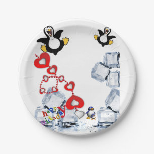 Geburtstagspapier-Teller, Pinguin Pappteller