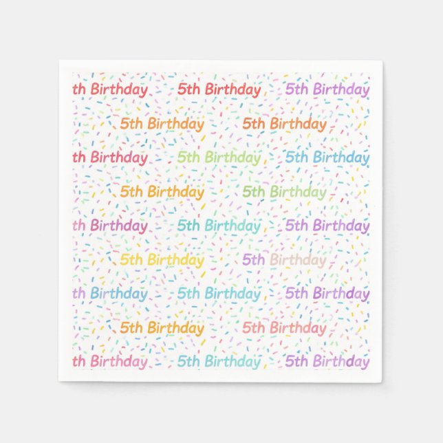 Geburtstagspapierservietten 5. Geburtstag, Fünfte  Serviette (Vorderseite)