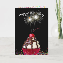 Geburtstagsparkler auf Cupcake Karte