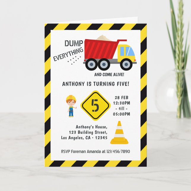 Geburtstagspartei Baugewerbe Einladung (Vorderseite)