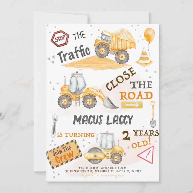 Geburtstagspartei Baugewerbe Einladung (Vorderseite)