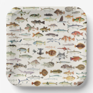 Geburtstagspartei des Fischfangs Pappteller