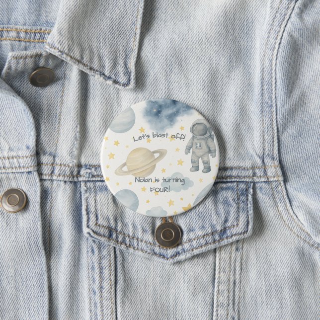 Geburtstagspartei des Kosmischen Weltraums | Raket Button (Beispiel)