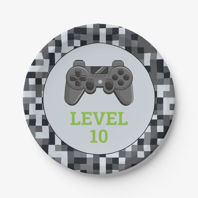 Geburtstagspartei des Video Game Level Up Controll Pappteller (Vorderseite)