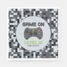 Geburtstagspartei des Video Game Level Up Controll Serviette