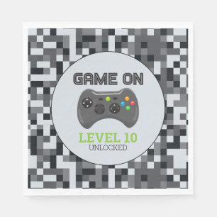 Geburtstagspartei des Video Game Level Up Controll Serviette