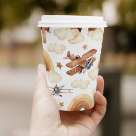 Geburtstagspartei des Vintagen Flugzeugs Pappbecher