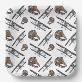 Geburtstagspartei des Vintagen Flugzeugs Pappteller