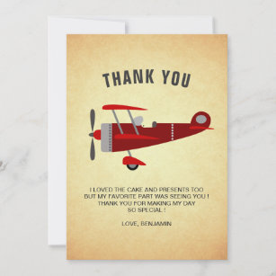 Geburtstagspartei des Vintagen RotRetro-Flugzeugs Dankeskarte