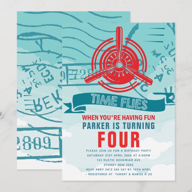 Geburtstagspartei Einladung (Vorne/Hinten)