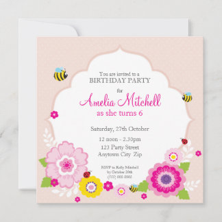 GEBURTSTAGSPARTEI ERSUCHT :: Garten Blume 3 Einladung