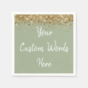 Geburtstagspartei für Custom Sage Green und Gold G Serviette