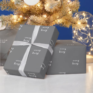 Geburtstagspartei Name Gray Modern Pattern Geschenkpapier