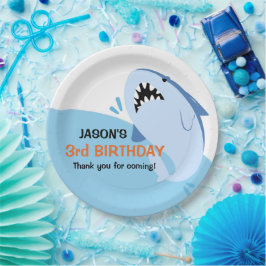 Geburtstagspartei personalisierter Boy Shark Pappteller