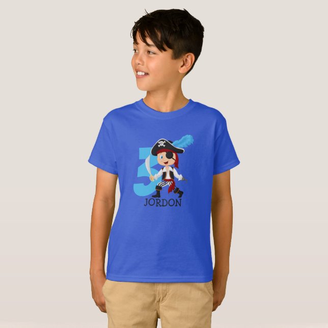 Geburtstagspartei Pirate 3Name T - Shirt (Vorne ganz)