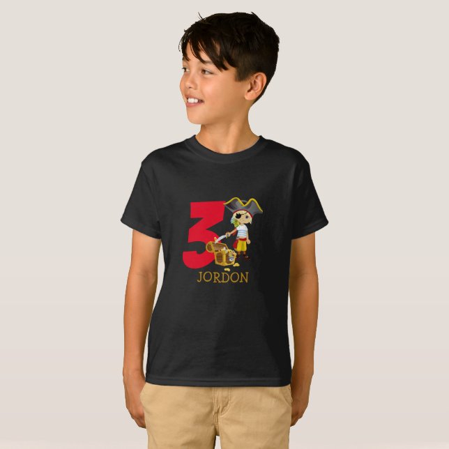 Geburtstagspartei Pirate 3Name T - Shirt (Vorne ganz)