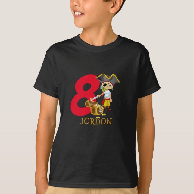 Geburtstagspartei Pirate 8. Name T - Shirt (Vorderseite)