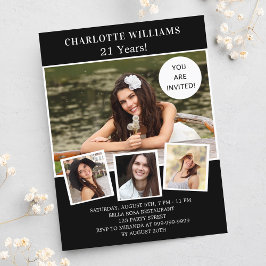 Geburtstagspartei Schwarz-weißes Foto Collage Einladungspostkarte