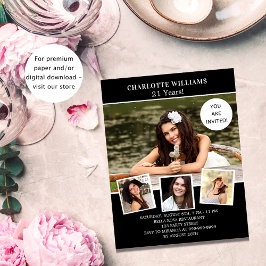 Geburtstagspartei Schwarz-weißes Foto Einladung Flyer