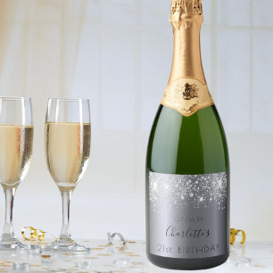 Geburtstagspartei Silberstaub-Glitzer-Monogramm