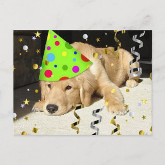 Geburtstagspartei Tier Golden Retriever Einladungspostkarte