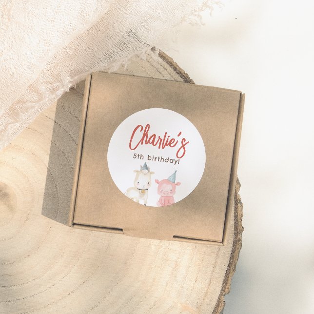 Geburtstagspartei von Landtieren Runder Aufkleber (Von Creator hochgeladen)