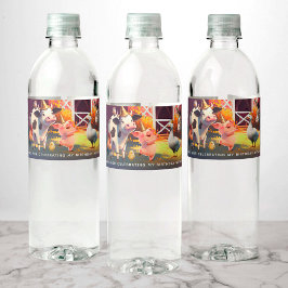 Geburtstagspartei von Landtieren Wasserflaschenetikett