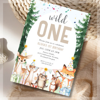 Geburtstagspartei von Wild One Forest Animal Einladung