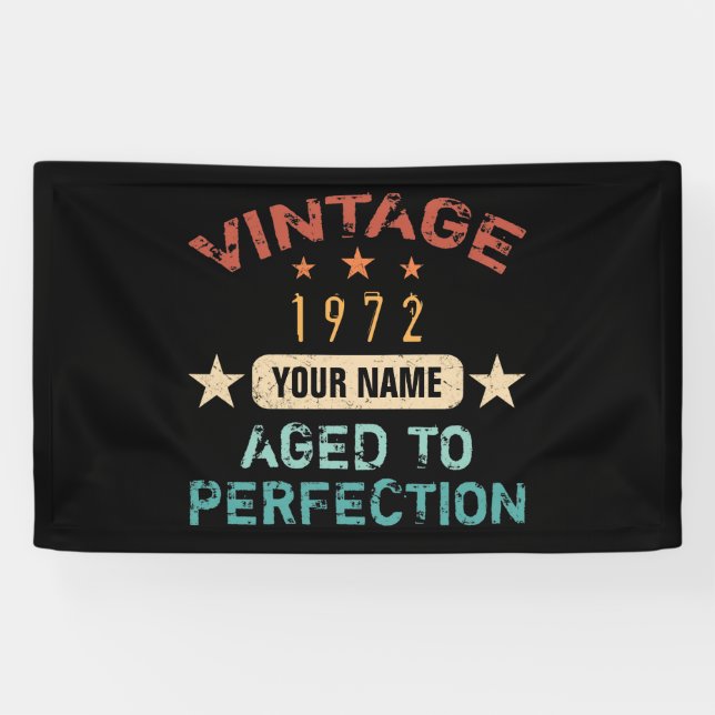 Geburtstagsparty 1972 Ihren Namen hinzufügen Banner (Horizontal)