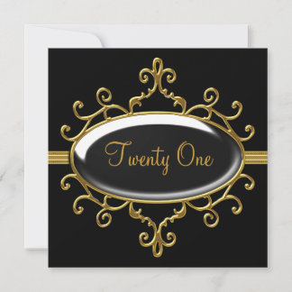 Geburtstagsparty 21 21. Black Wild Gold Silver Einladung