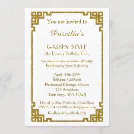Geburtstagsparty 21. Gatsby Stil, weiß & gold Einladung
