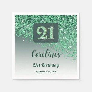Geburtstagsparty 21. Geburtstag Funkelndes grünes Serviette
