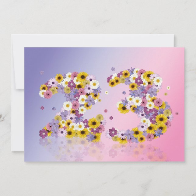 Geburtstagsparty, 23. Geburtstagsparty mit Blumenb Einladung (Vorderseite)