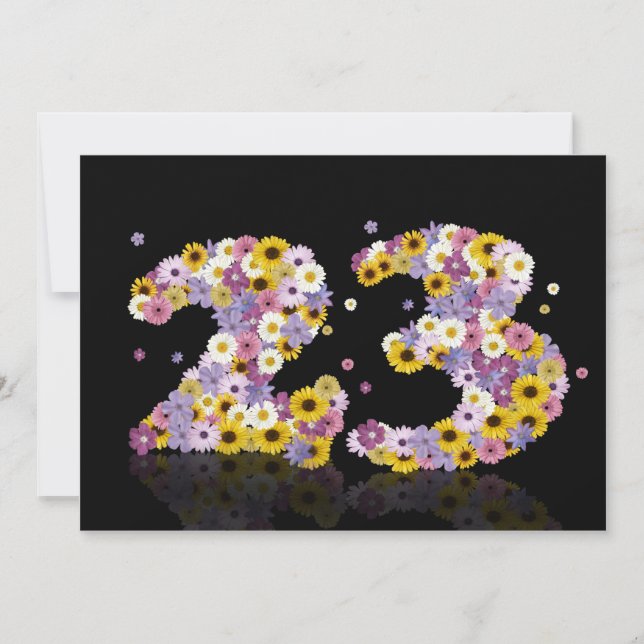 Geburtstagsparty, 23. Geburtstagsparty mit Blumenb Einladung (Vorderseite)