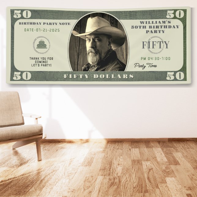 Geburtstagsparty 50 Dollar Banner (50th Birthday Party 50 Dollar Bill Banner
)