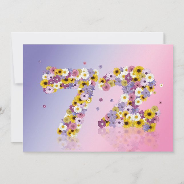 Geburtstagsparty, 72. Geburtstag, mit Blumenbriefe Einladung (Vorderseite)
