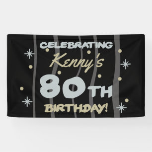 Geburtstagsparty 80. Fügen Sie Ihren Namen hinzu Banner