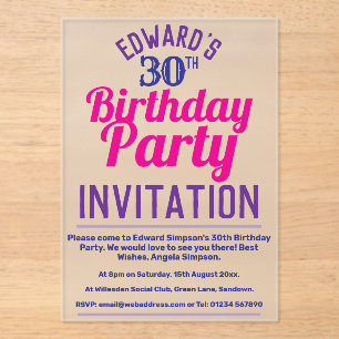 Geburtstagsparty Acryleinladungen