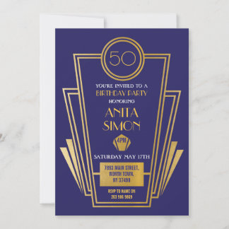 Geburtstagsparty Art Deco 1920 Einladung Gatsby Go
