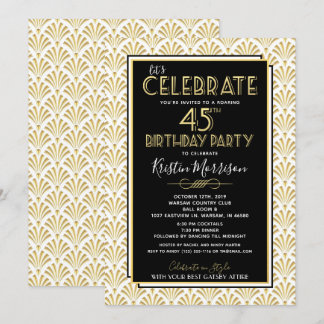 Geburtstagsparty Art Deco Gatsby Roaring 1920er Einladung