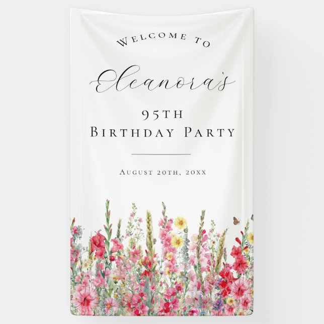 Geburtstagsparty August Geburtstagsfeier Blume Wil Banner (Vertikal)