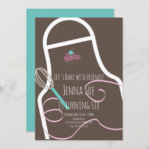 Geburtstagsparty backen Cupcakes Schürze Einladung