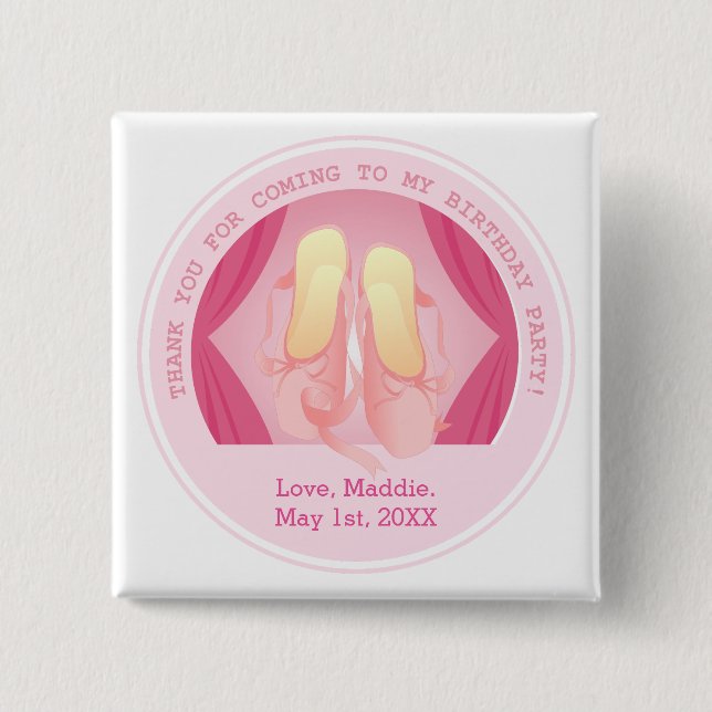Geburtstagsparty Ballerina Button (Vorderseite)