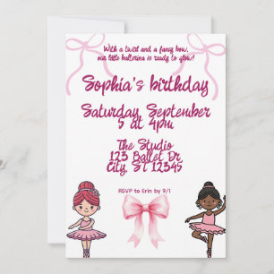 Geburtstagsparty Ballerinas und Bows Einladung