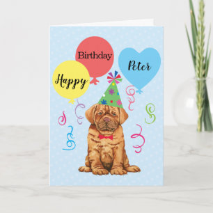 Geburtstagsparty Balloons Dogue de Bordeaux Card Karte