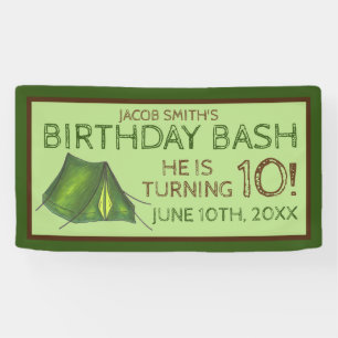 Geburtstagsparty Bash Camp Zelt Sleepover Camping Banner