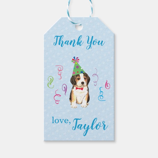 Geburtstagsparty Beagle Vielen Dank Geschenkanhänger (Vorderseite)