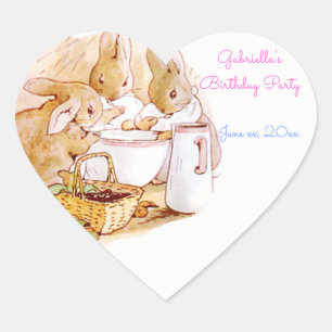 Geburtstagsparty Beatrix Potter, Custom Herz-Aufkleber