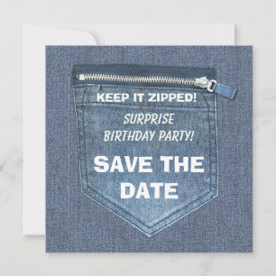 Geburtstagsparty Behielt es Zipped Denim Save The Date