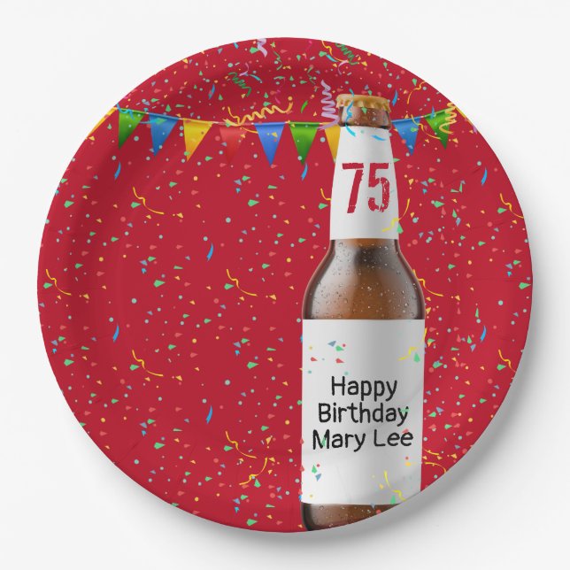 Geburtstagsparty Bierflasche Pappteller (Vorderseite)